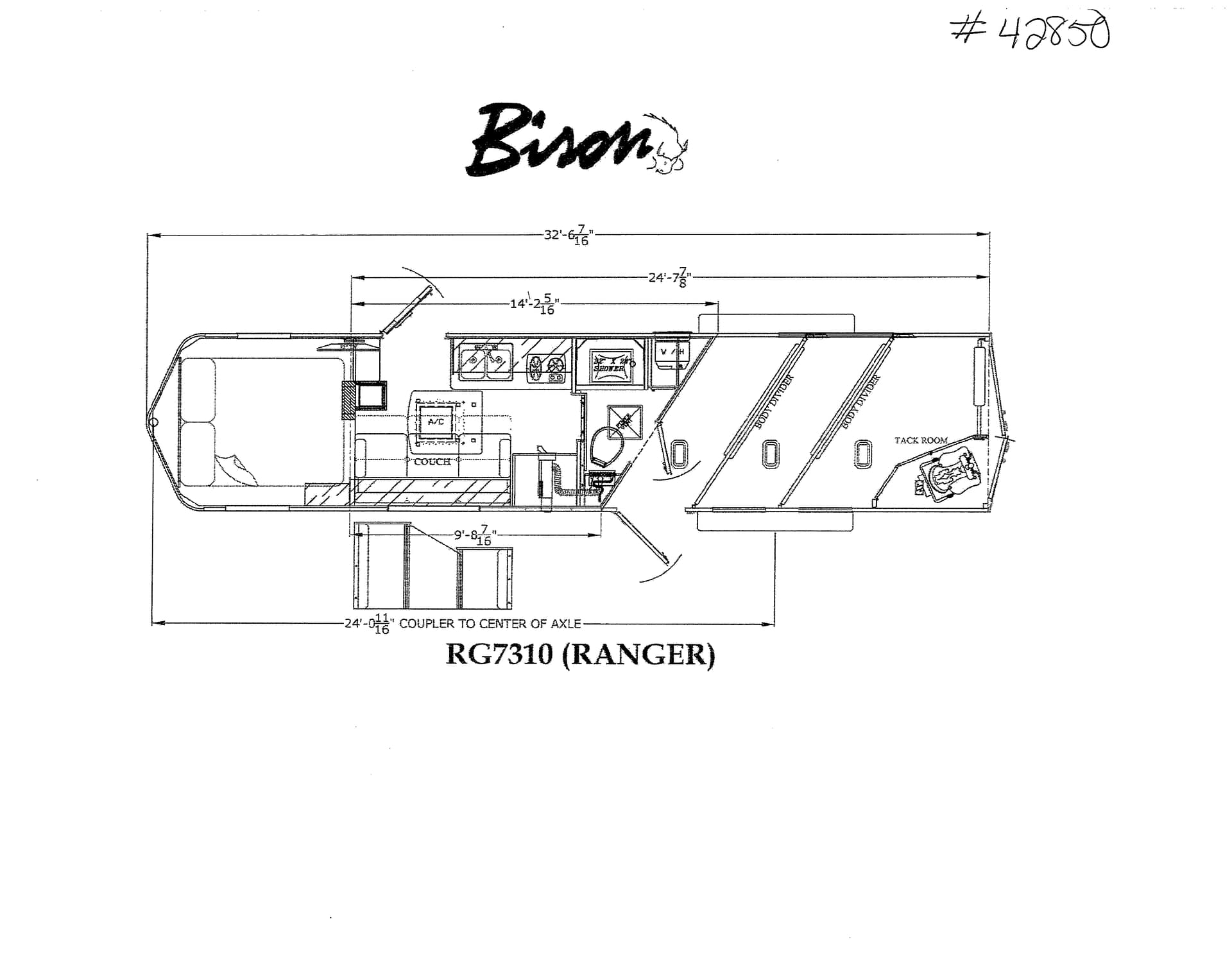 2024 New 3 Horse Bison RG7310 Gooseneck With 10' Living Quarters Horse Trailer – 42850