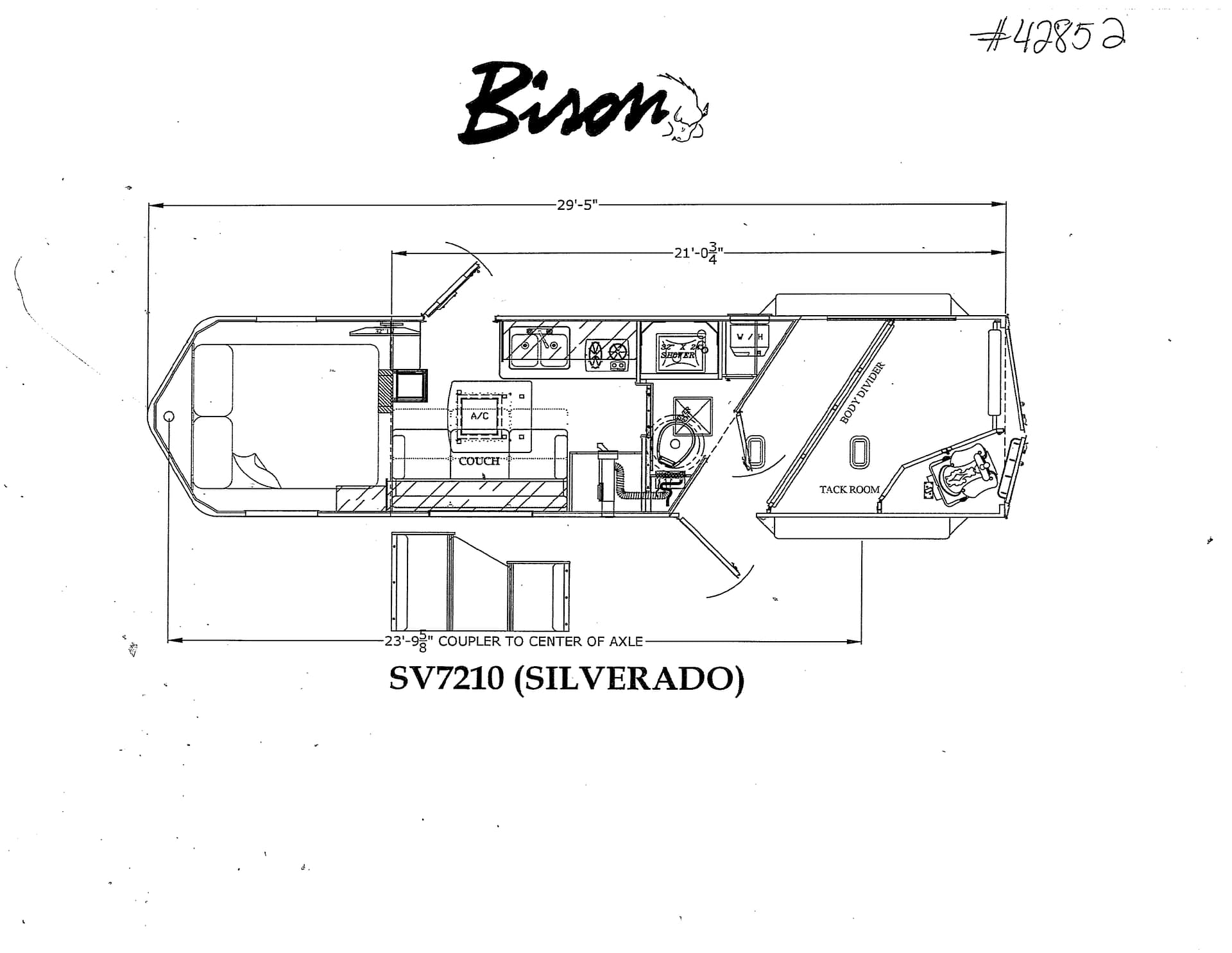 2023 New 2 Horse Bison Slant Load Gooseneck with 10' Living Quarters Horse Trailer – 42852