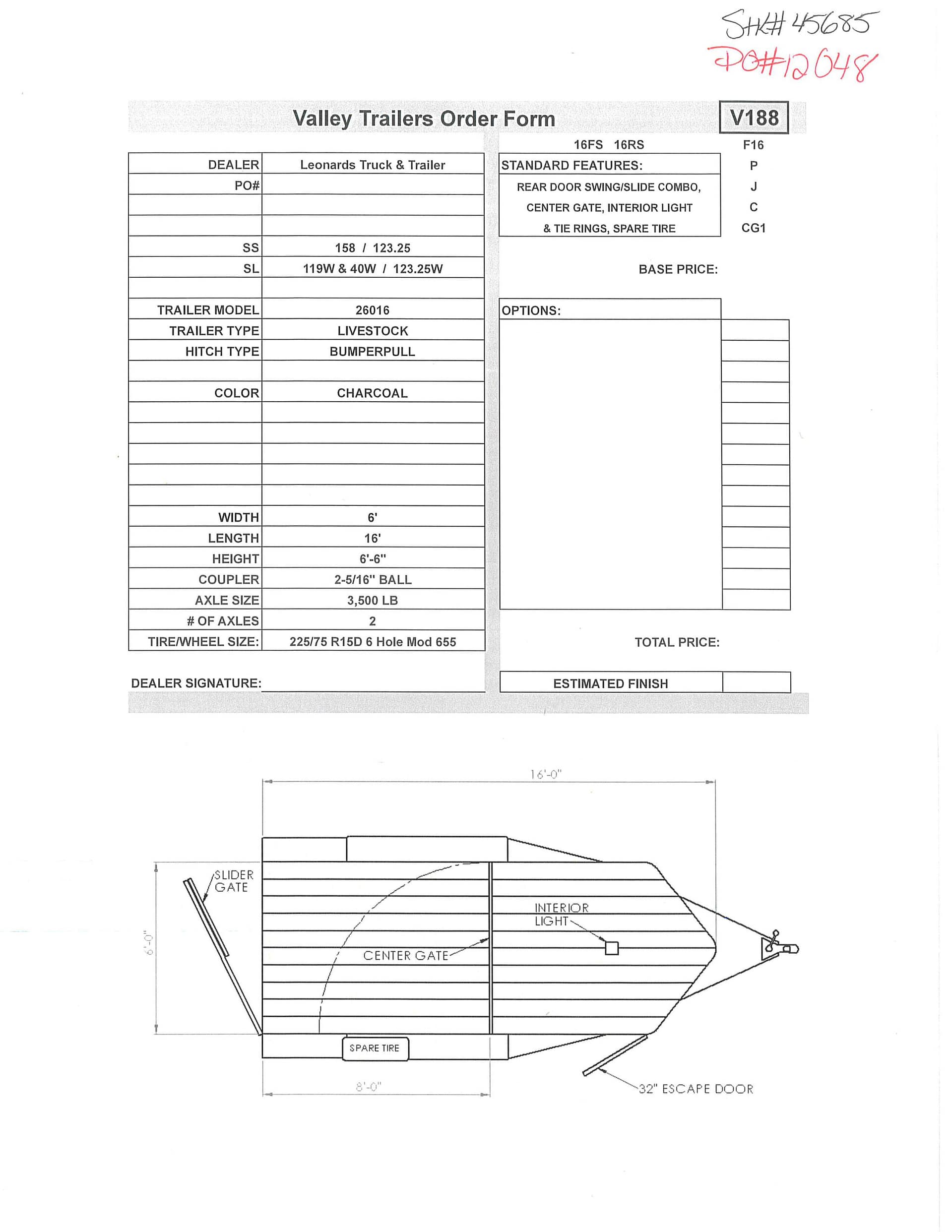 2026 VALLEY TRAILERS 26016 Livestock Trailer For Sale